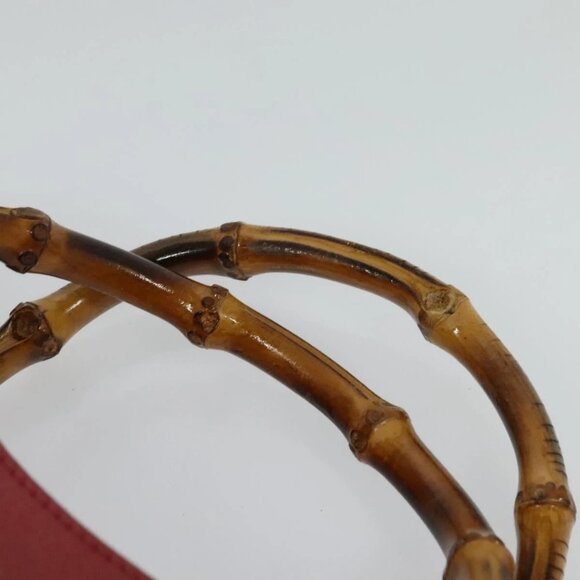 GUCCI Bamboo Hand Bag Leather Red Gold - Picture 8 of 15